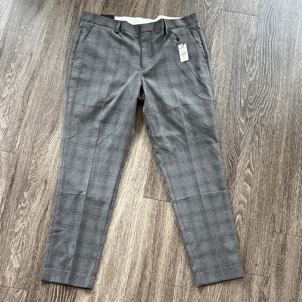 Express Men's Gray Plaid Dress Pants